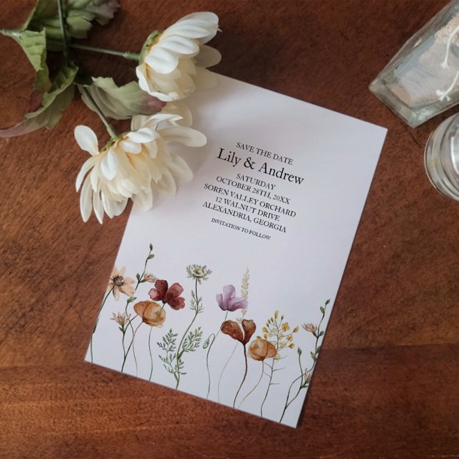 Rustic Boho Wildflower Save The Date Invitation (Creator Uploaded)