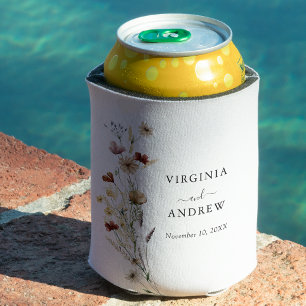 Rustic Boho Wildflower Wedding Can Cooler