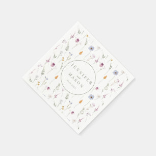 Rustic boho wildflower wedding paper napkins