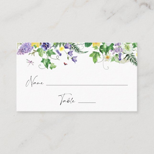 Rustic Boho Wildflower Wedding  Place Card (Front)