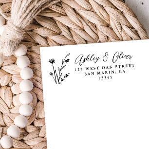 Rustic Boho Wildflower Wedding Return Address Self-inking Stamp
