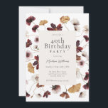 Rustic Boho Wildflowers 40th Birthday Party Invitation<br><div class="desc">This attractive boho inspired 40th birthday party invitation has an abundant display of wildflowers in rich colours of burgundy red, gold, blush pink and white. The magical botanical elements pop with style and charm of an open meadow. Personalise the text template with your event details. If you need to add...</div>