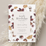 Rustic Boho Wildflowers 60th Birthday Party Invitation<br><div class="desc">A lovely boho inspired 60th birthday party invitation with an abundant display of wildflowers in rich colours of burgundy red, gold, blush pink and white. The magical botanical elements pop with style and charm of an open meadow. Personalise the text template with your event details. If you need to add...</div>