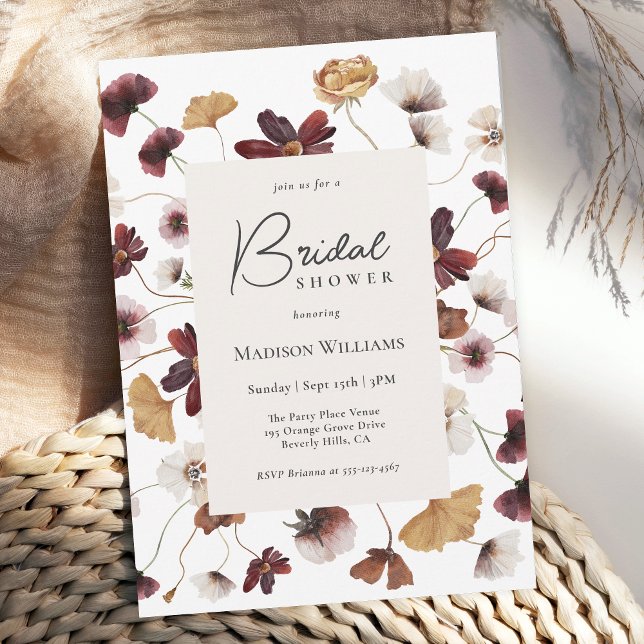 Rustic Boho Wildflowers Bridal Shower Invitation (Available as printed and paperless digital download!)