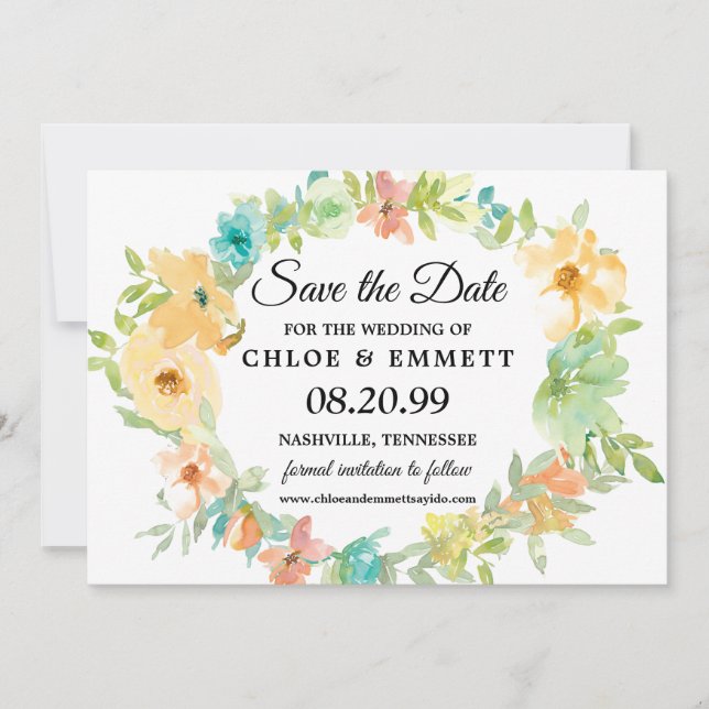 Rustic Boho Wildflowers Wedding Save the Date (Front)