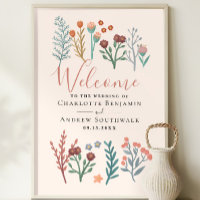 Rustic Boho Wildflowers Wedding Welcome Sign