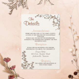 Rustic Boho Wildlfower Wedding Details Enclosure Card
