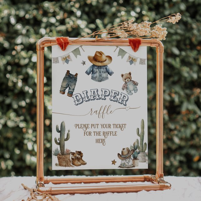 Rustic Boho WildWest Boy Baby Shower Diaper Raffle Poster (Creator Uploaded)