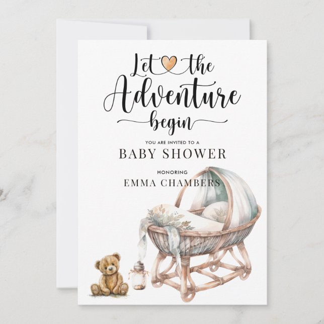 Rustic Boho Wood Crib Boy Baby Shower Invitation (Front)