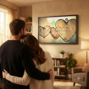 Rustic Bokeh Hearts “I Promise You My Heart” Canvas Print