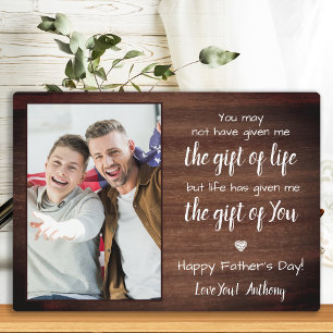 Rustic BONUS DAD Poem Custom Photo Father's Day Plaque