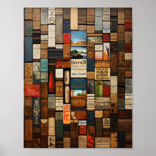 Rustic Book and Sign Typography Art Collage