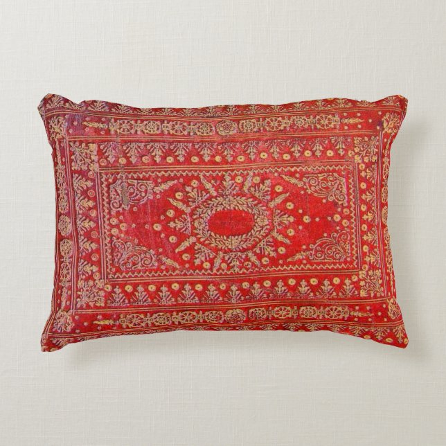 Rustic Book Cover Cushion Old Gilded Red Leather (Front)
