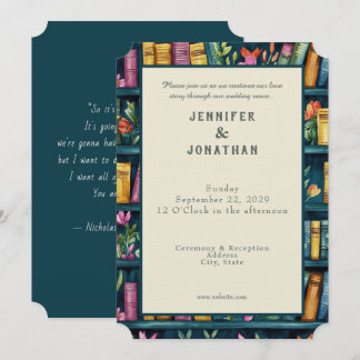 Rustic Book Lovers Print Wedding Invitation