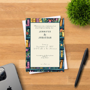 Rustic Book Lovers Print Wedding Invitation