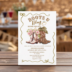 Rustic Boots and Bling Cowboy Couples Shower Invitation