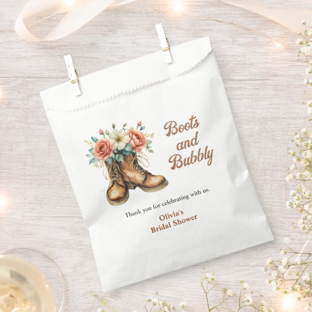 Rustic Boots and Bubbly Western Bridal Shower  Favour Bags (Clipped)