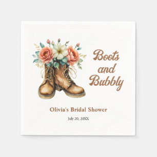 Rustic Boots and Bubbly Western Bridal Shower Napkin