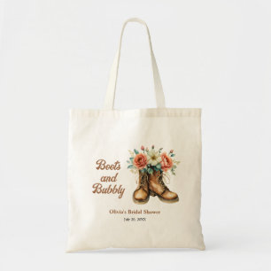 Rustic Boots and Bubbly Western Bridal Shower  Tote Bag