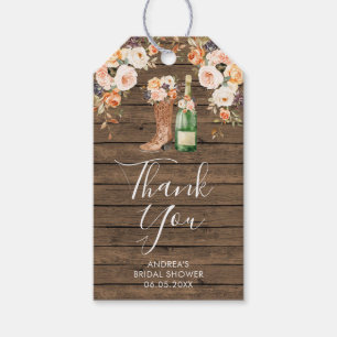 Rustic Boots Bubbly Bridal Shower Thank You Tag