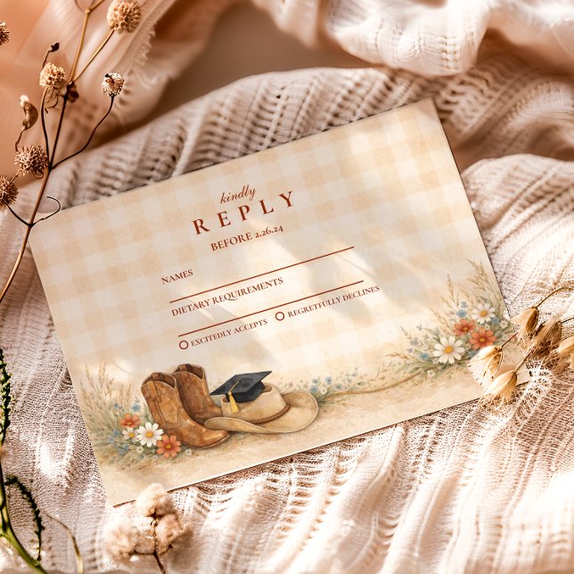 Rustic Boots Graduation Party RSVP Card (Creator Uploaded)