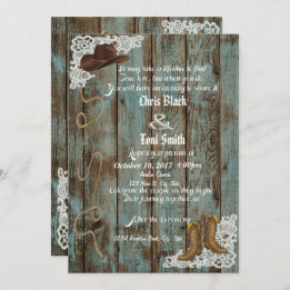 Rustic Boots & Lace Wedding Invite