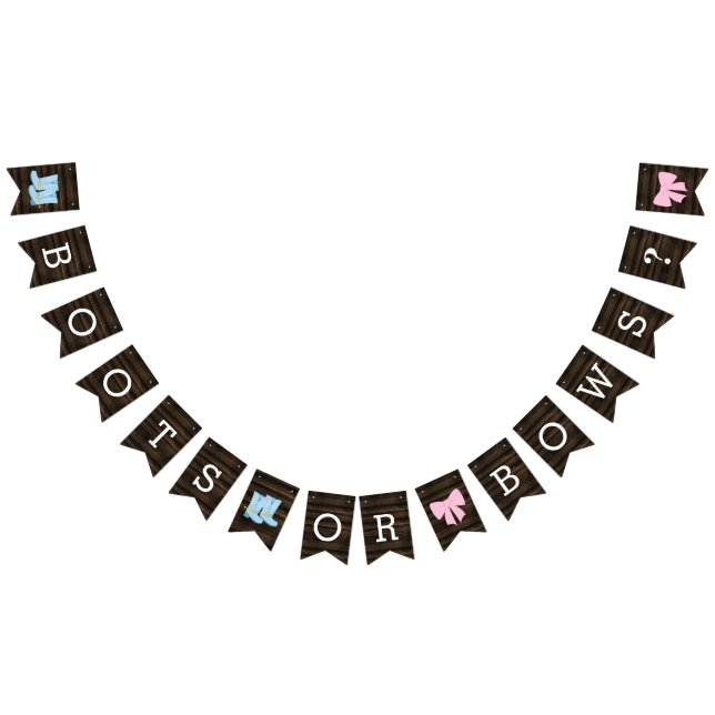 Rustic Boots or Bows Gender Reveal Baby Shower Bunting (All)