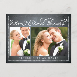 Rustic Border Wedding Thank You Card - Chalkboard