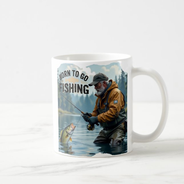 Rustic Born to go Fishing Grandpa Coffee Mug (Right)