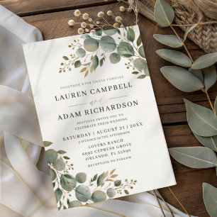 Rustic Botancial Eucalyptus Greenery Wedding Invitation