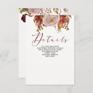 Rustic Botanical Autumn Fall Wedding  Enclosure Card