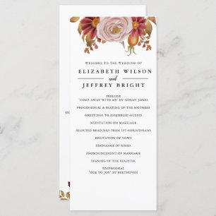 Rustic Botanical Autumn Fall Wedding Programme