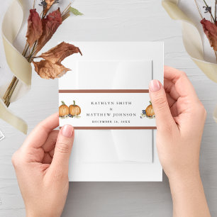 Rustic Botanical Autumn Pumpkin Fall Wedding Invitation Belly Band
