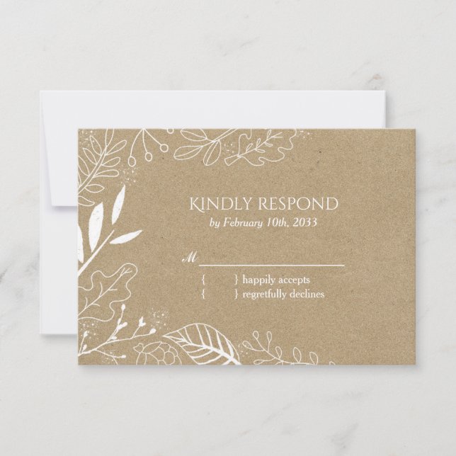 Rustic Botanical Backyard Wedding RSVP Card (Front)