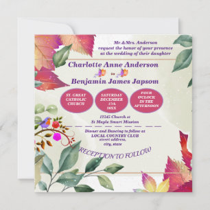 Rustic Botanical Beautiful Bird Wedding  Invitation