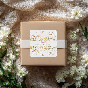 Rustic Botanical Bridal Shower Customise Paper Square Sticker