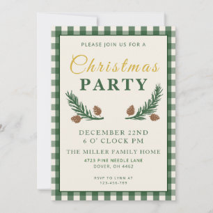 Rustic Botanical Christmas Party Invitation