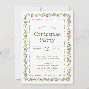 Rustic Botanical Christmas Party Invitation