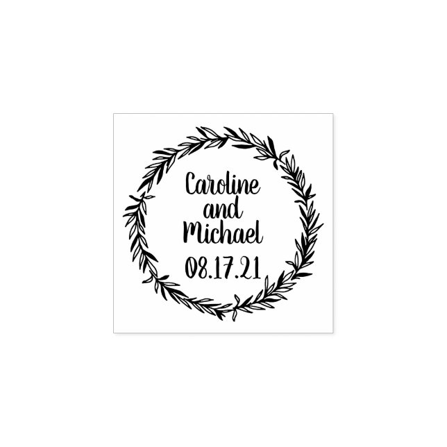 Rustic Botanical Country Wreath Wedding Custom Rubber Stamp (Imprint)