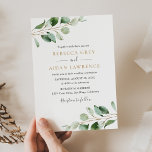Rustic Botanical Eucalyptus Greenery Gold Wedding Invitation<br><div class="desc">This simple and elegant Wedding Invitation features beautiful moody watercolor eucalyptus leaf branches & has been paired with a whimsical calligraphy and a classy serif font in gold and grey. To make advanced changes,  please go select "Click to customise further" option under Personalise this template.</div>