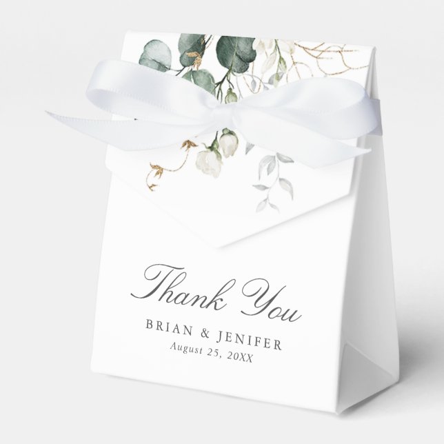 Rustic Botanical Eucalyptus Greenery Wedding Favour Box (Front Side)