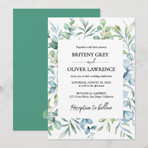Rustic Botanical Eucalyptus Greenery Wedding Invitation