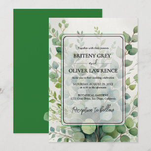 Rustic Botanical Eucalyptus Greenery Wedding Invitation