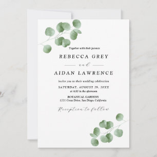 "Rustic Botanical Eucalyptus Greenery wedding  Invitation