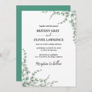 Rustic Botanical Eucalyptus Greenery Wedding Invitation