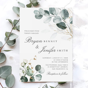Rustic Botanical Eucalyptus Greenery Wedding Invitation