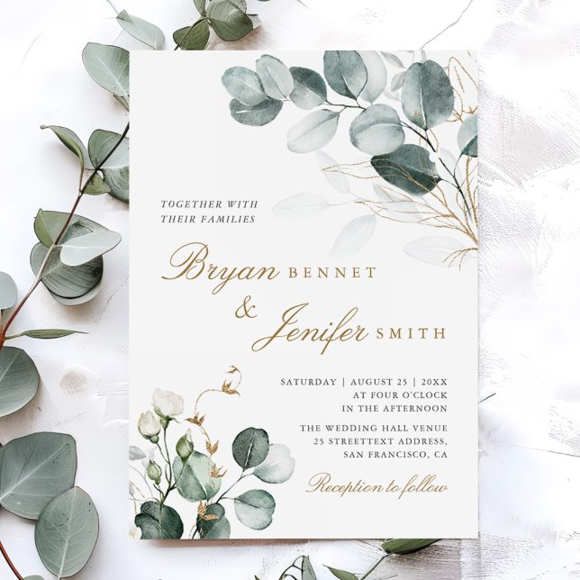 Rustic Botanical Eucalyptus Greenery Wedding Invitation (Creator Uploaded)