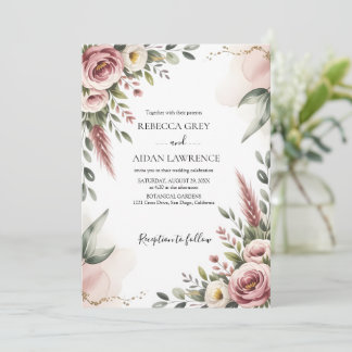 Rustic Botanical Eucalyptus Greenery Wedding Invitation
