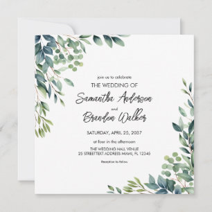 Rustic Botanical Eucalyptus Greenery Wedding Invitation