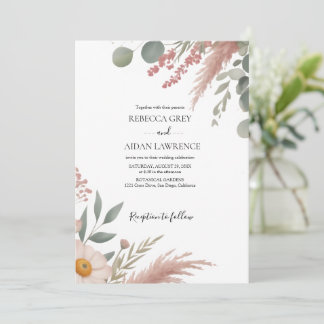 Rustic Botanical Eucalyptus Greenery Wedding Invitation